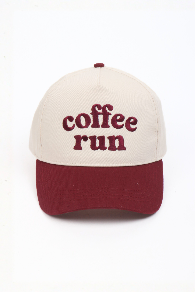 COFFEE RUN Embroidered 5 Panel Two Tone Cap
