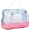 TRENDY JELLY MULTI TONE SQUARE SHAPED HANDLE BAG