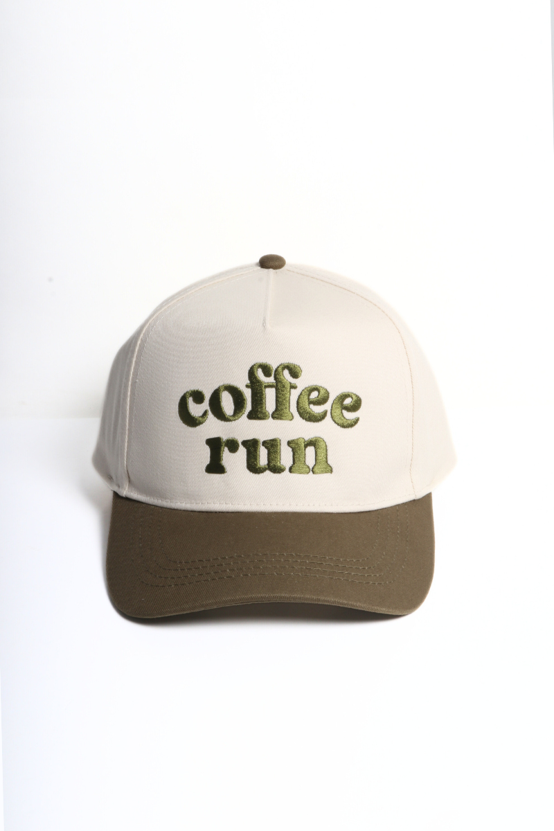 COFFEE RUN Embroidered 5 Panel Two Tone Cap