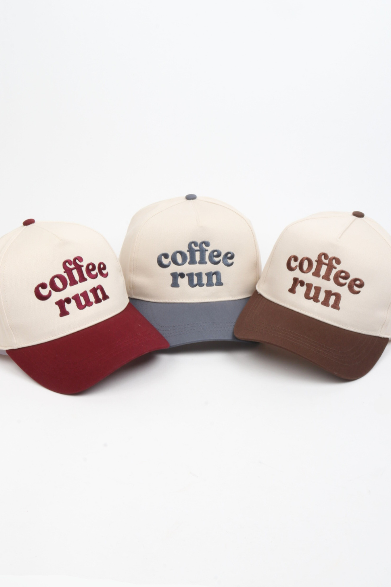 COFFEE RUN Embroidered 5 Panel Two Tone Cap