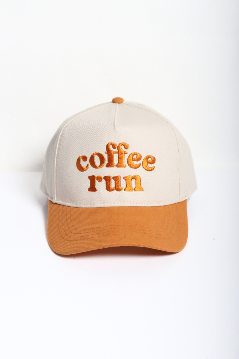 COFFEE RUN Embroidered 5 Panel Two Tone Cap