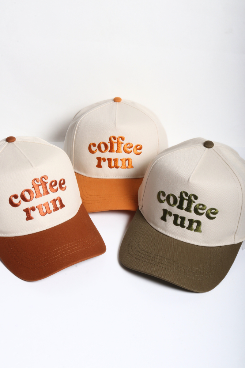COFFEE RUN Embroidered 5 Panel Two Tone Cap