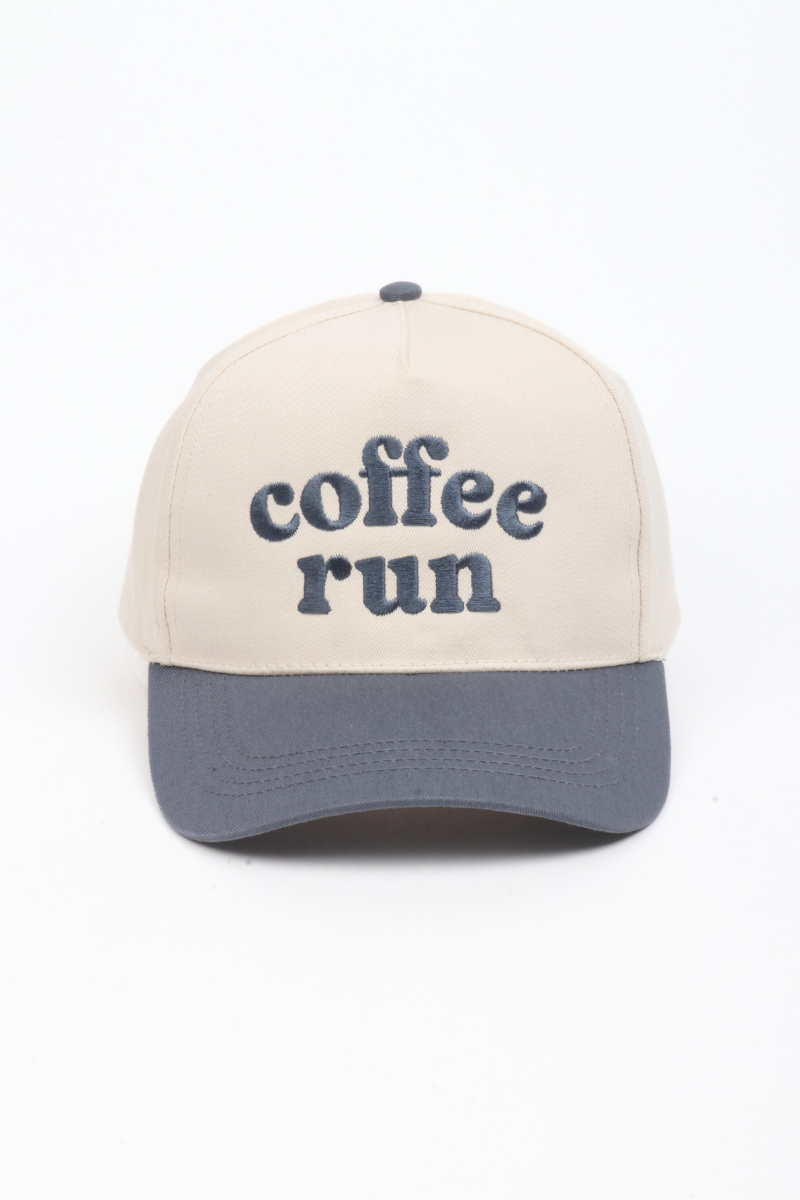 COFFEE RUN Embroidered 5 Panel Two Tone Cap