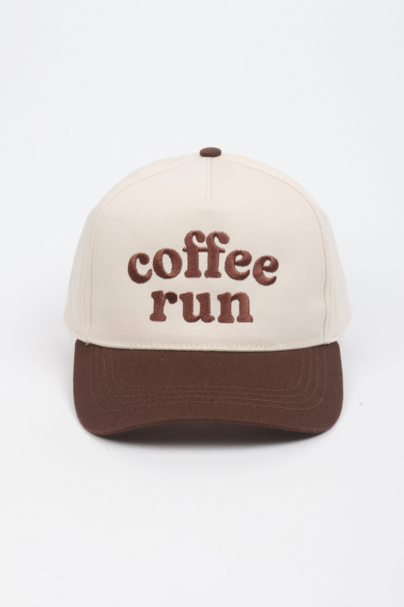 COFFEE RUN Embroidered 5 Panel Two Tone Cap